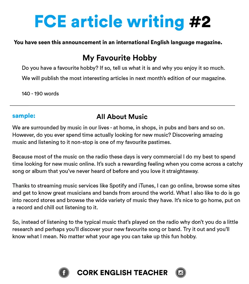 how to write an article in english cae tests