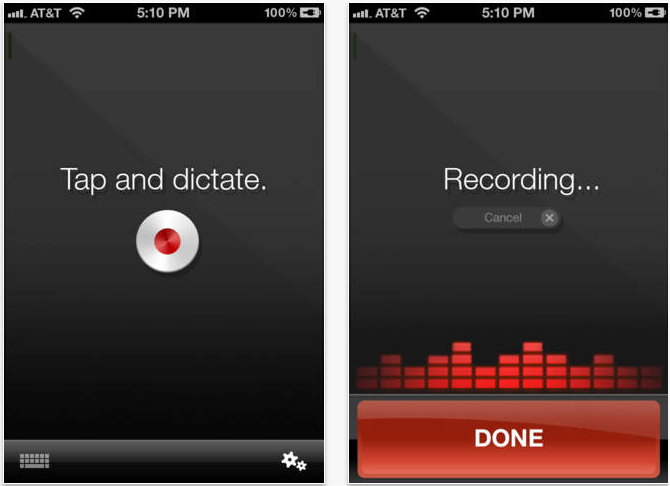 dragon dictation voice recognition application