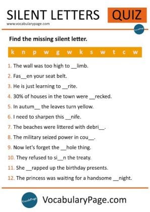 silent letters quiz