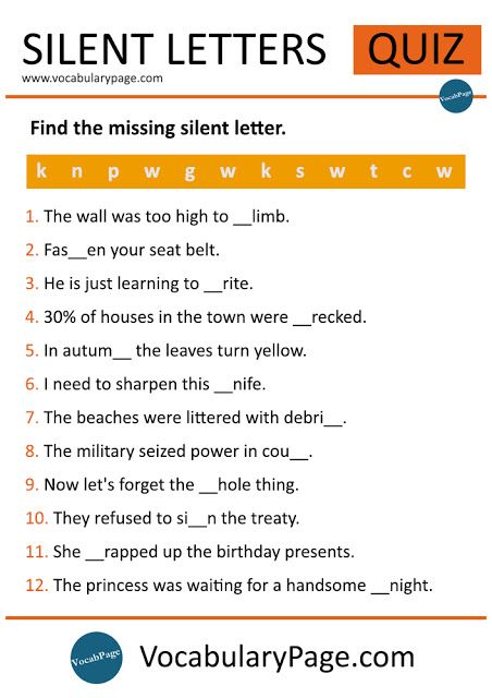 List Of Words With Silent Letters In English Myenglishteacher Eu
