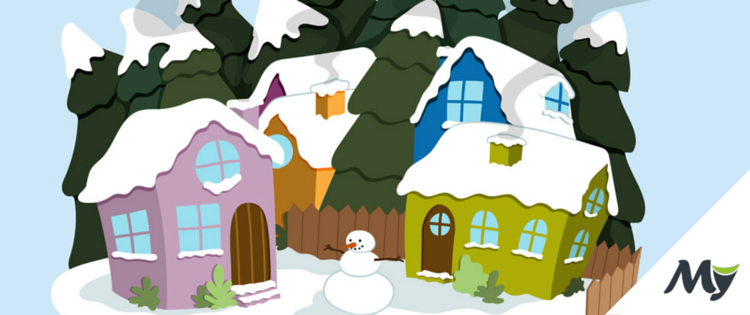 snow, village, snowman