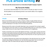 FCE Exam Writing Samples – my favourite hobby