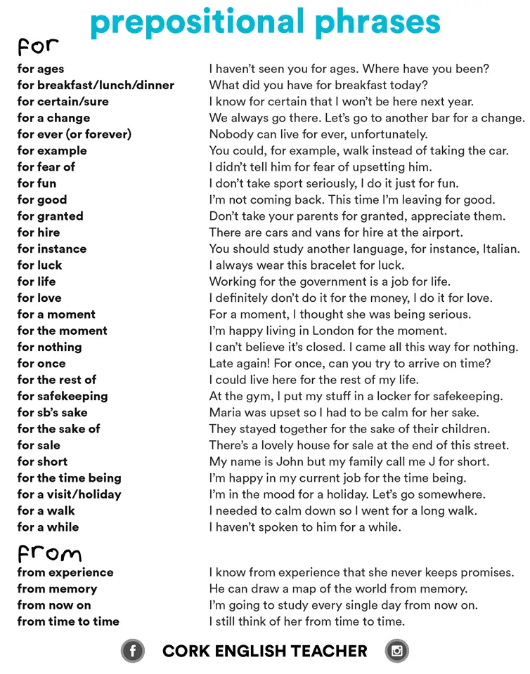  100 Prepositional Phrase Sentences List Prepositions MyEnglishTeacher eu Blog