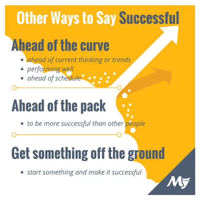 other ways to say successful, ahead of the curve, ahead of the pack, get something off the ground