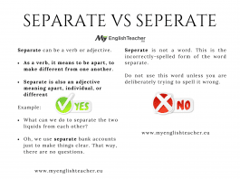 Separate vs Seperate. Separate in a sentence examples and meaning. Separate synonyms