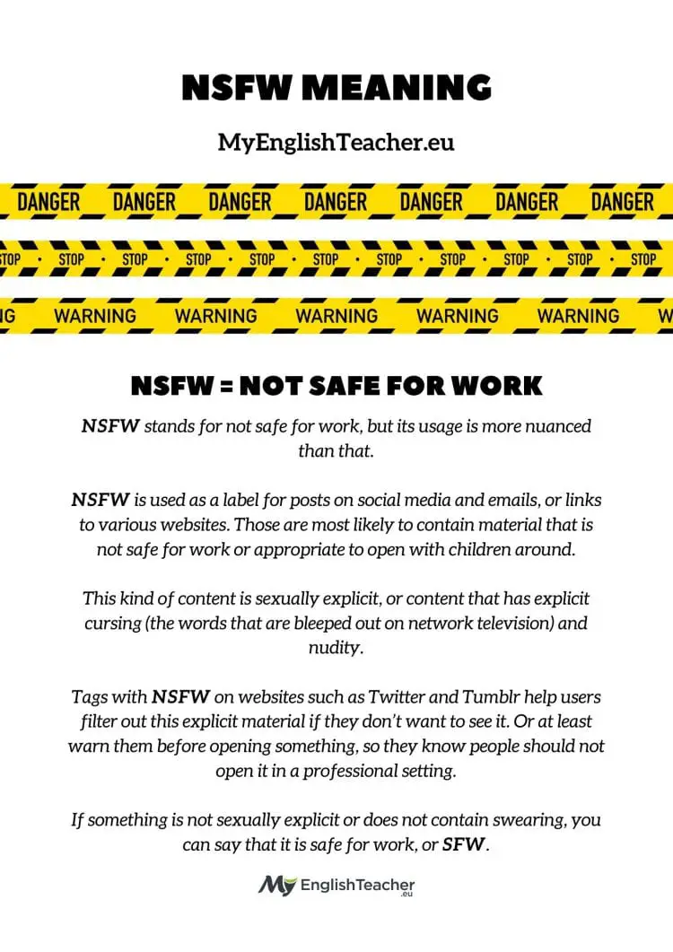 NSFW definition and NSFW meaning: not safe for work