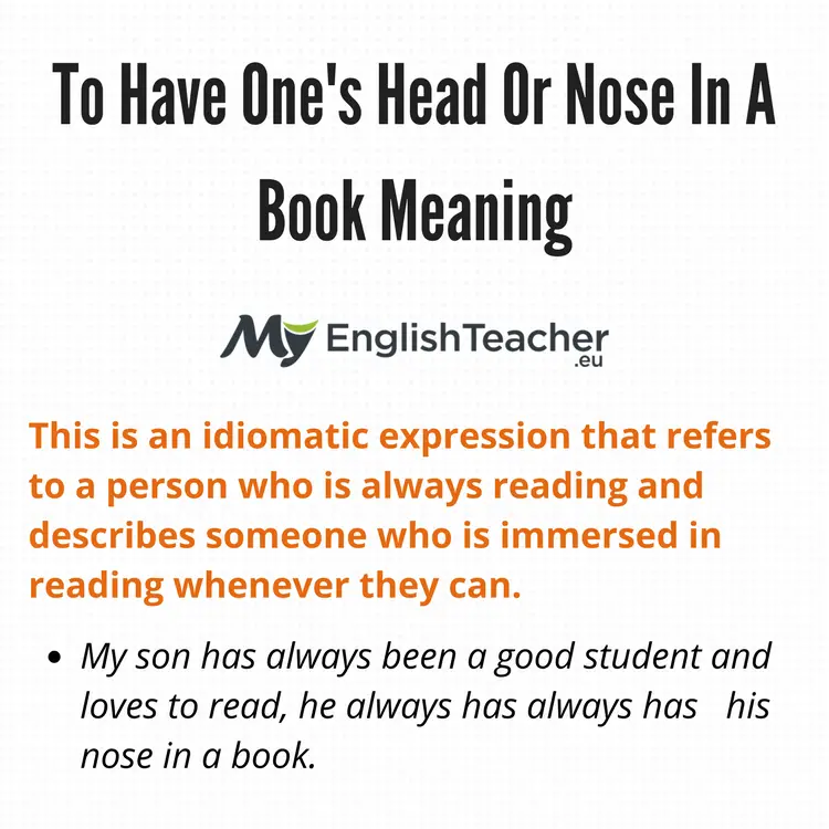 To Have One S Head Or Nose In A Book Meaning Myenglishteacher Eu