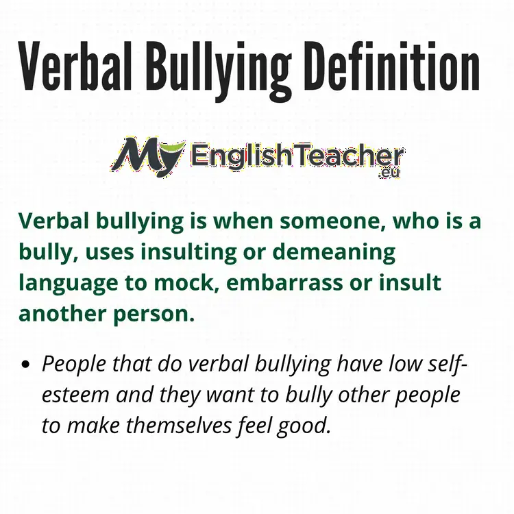 Verbal Bullying Definition - MyEnglishTeacher.eu