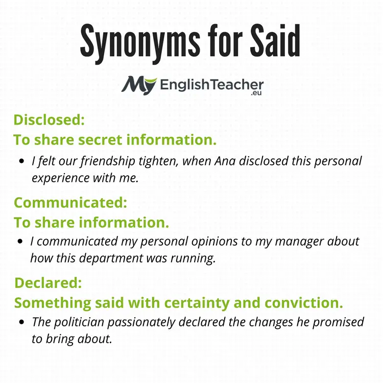 Synonyms for Said MyEnglishTeacher eu Blog. www.myenglishteacher.eu. 