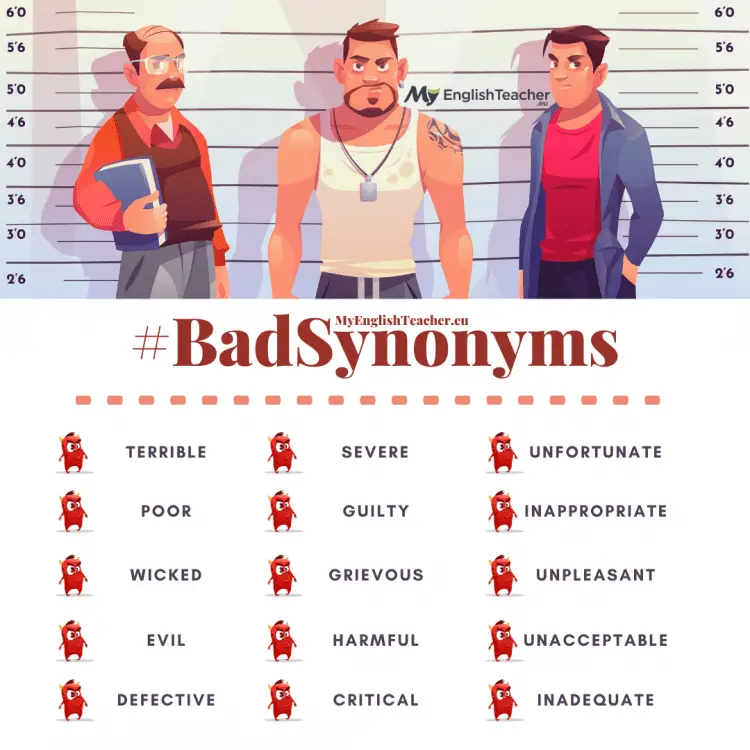 28 Most Common Synonyms For Bad Myenglishteacher Eu