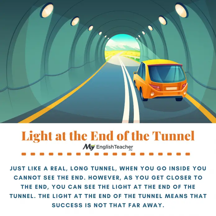 💡 Light at the End of the Tunnel Meaning [Idiom] - MyEnglishTeacher.eu Blog
