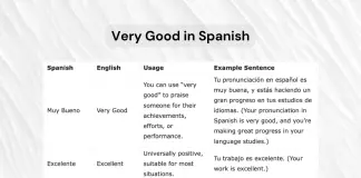 very good in spanish and very good synonyms