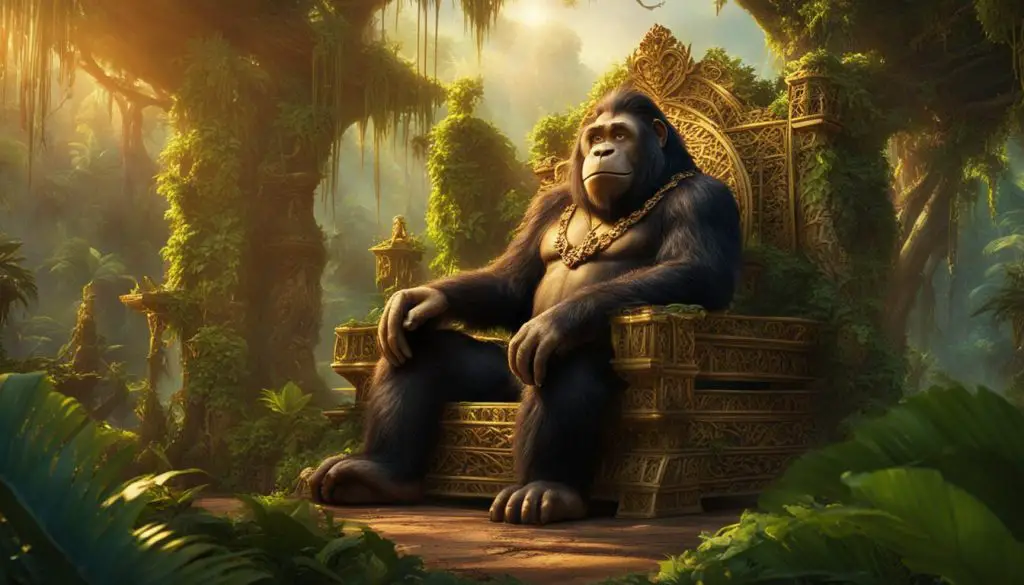 Jungle Book King Louie is sitting on the throne
