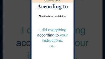 'Video thumbnail for According to meaning | According to in a Sentence | Most common words in English #shorts'