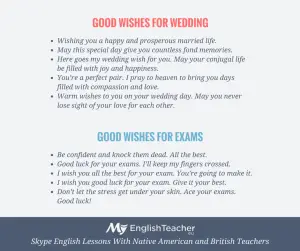 good wishes for weddings and exams