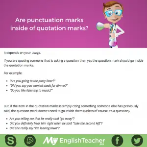 Are punctuation marks inside of quotation marks?