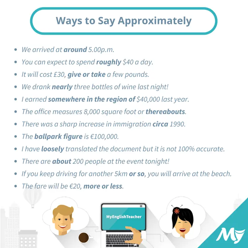 Ways to say approximately